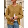 imagePRETTYGARDEN Fall Long Sleeve Cardigans for Women Trendy 2026 Lightweight Button Down Crewneck Loose Knit Sweater ClothesYellow