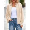 imagePRETTYGARDEN Faux Suede Bomber Jacket Women Fall Fashion 2026 Casual Zip Up Oversized Trendy Winter Clothing Outerwear CoatsBeige