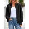 imagePRETTYGARDEN Faux Suede Bomber Jacket Women Fall Fashion 2026 Casual Zip Up Oversized Trendy Winter Clothing Outerwear CoatsBlack