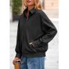 imagePRETTYGARDEN Faux Suede Bomber Jacket Women Fall Fashion 2026 Casual Zip Up Oversized Trendy Winter Clothing Outerwear CoatsBlack