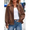 imagePRETTYGARDEN Faux Suede Bomber Jacket Women Fall Fashion 2026 Casual Zip Up Oversized Trendy Winter Clothing Outerwear CoatsBrown