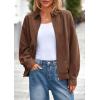 imagePRETTYGARDEN Faux Suede Bomber Jacket Women Fall Fashion 2026 Casual Zip Up Oversized Trendy Winter Clothing Outerwear CoatsBrown