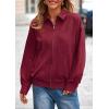 imagePRETTYGARDEN Faux Suede Bomber Jacket Women Fall Fashion 2026 Casual Zip Up Oversized Trendy Winter Clothing Outerwear CoatsBurgundy