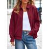 imagePRETTYGARDEN Faux Suede Bomber Jacket Women Fall Fashion 2026 Casual Zip Up Oversized Trendy Winter Clothing Outerwear CoatsBurgundy