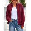 imagePRETTYGARDEN Faux Suede Bomber Jacket Women Fall Fashion 2026 Casual Zip Up Oversized Trendy Winter Clothing Outerwear CoatsBurgundy