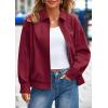 imagePRETTYGARDEN Faux Suede Bomber Jacket Women Fall Fashion 2026 Casual Zip Up Oversized Trendy Winter Clothing Outerwear CoatsBurgundy