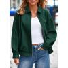 imagePRETTYGARDEN Faux Suede Bomber Jacket Women Fall Fashion 2026 Casual Zip Up Oversized Trendy Winter Clothing Outerwear CoatsDark Green