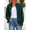 imagePRETTYGARDEN Faux Suede Bomber Jacket Women Fall Fashion 2026 Casual Zip Up Oversized Trendy Winter Clothing Outerwear CoatsDark Green