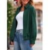 imagePRETTYGARDEN Faux Suede Bomber Jacket Women Fall Fashion 2026 Casual Zip Up Oversized Trendy Winter Clothing Outerwear CoatsDark Green