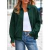 imagePRETTYGARDEN Faux Suede Bomber Jacket Women Fall Fashion 2026 Casual Zip Up Oversized Trendy Winter Clothing Outerwear CoatsDark Green