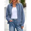 imagePRETTYGARDEN Faux Suede Bomber Jacket Women Fall Fashion 2026 Casual Zip Up Oversized Trendy Winter Clothing Outerwear CoatsDusty Blue