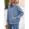 imagePRETTYGARDEN Faux Suede Bomber Jacket Women Fall Fashion 2026 Casual Zip Up Oversized Trendy Winter Clothing Outerwear CoatsDusty Blue
