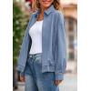 imagePRETTYGARDEN Faux Suede Bomber Jacket Women Fall Fashion 2026 Casual Zip Up Oversized Trendy Winter Clothing Outerwear CoatsDusty Blue