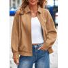 imagePRETTYGARDEN Faux Suede Bomber Jacket Women Fall Fashion 2026 Casual Zip Up Oversized Trendy Winter Clothing Outerwear CoatsKhaki