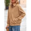 imagePRETTYGARDEN Faux Suede Bomber Jacket Women Fall Fashion 2026 Casual Zip Up Oversized Trendy Winter Clothing Outerwear CoatsKhaki