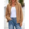 imagePRETTYGARDEN Faux Suede Bomber Jacket Women Fall Fashion 2026 Casual Zip Up Oversized Trendy Winter Clothing Outerwear CoatsKhaki