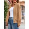 imagePRETTYGARDEN Faux Suede Bomber Jacket Women Fall Fashion 2026 Casual Zip Up Oversized Trendy Winter Clothing Outerwear CoatsKhaki