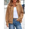 imagePRETTYGARDEN Faux Suede Bomber Jacket Women Fall Fashion 2026 Casual Zip Up Oversized Trendy Winter Clothing Outerwear CoatsKhaki