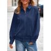 imagePRETTYGARDEN Faux Suede Bomber Jacket Women Fall Fashion 2026 Casual Zip Up Oversized Trendy Winter Clothing Outerwear CoatsNavy Blue