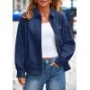 imagePRETTYGARDEN Faux Suede Bomber Jacket Women Fall Fashion 2026 Casual Zip Up Oversized Trendy Winter Clothing Outerwear CoatsNavy Blue