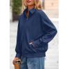 imagePRETTYGARDEN Faux Suede Bomber Jacket Women Fall Fashion 2026 Casual Zip Up Oversized Trendy Winter Clothing Outerwear CoatsNavy Blue