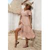 imagePRETTYGARDEN Floral Dress for Women 2026 Summer Casual Short Sleeve Maxi Dresses V Neck Tiered Flowy Boho Beach SundressApricot