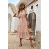 imagePRETTYGARDEN Floral Dress for Women 2026 Summer Casual Short Sleeve Maxi Dresses V Neck Tiered Flowy Boho Beach SundressApricot