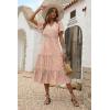 imagePRETTYGARDEN Floral Dress for Women 2026 Summer Casual Short Sleeve Maxi Dresses V Neck Tiered Flowy Boho Beach SundressApricot
