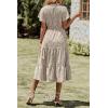 imagePRETTYGARDEN Floral Dress for Women 2026 Summer Casual Short Sleeve Maxi Dresses V Neck Tiered Flowy Boho Beach SundressApricot Leopard