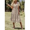 imagePRETTYGARDEN Floral Dress for Women 2026 Summer Casual Short Sleeve Maxi Dresses V Neck Tiered Flowy Boho Beach SundressApricot Leopard