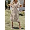 imagePRETTYGARDEN Floral Dress for Women 2026 Summer Casual Short Sleeve Maxi Dresses V Neck Tiered Flowy Boho Beach SundressApricot Leopard