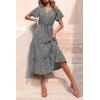 imagePRETTYGARDEN Floral Dress for Women 2026 Summer Casual Short Sleeve Maxi Dresses V Neck Tiered Flowy Boho Beach SundressBlack Floral