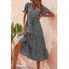 imagePRETTYGARDEN Floral Dress for Women 2026 Summer Casual Short Sleeve Maxi Dresses V Neck Tiered Flowy Boho Beach SundressBlack Floral