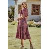imagePRETTYGARDEN Floral Dress for Women 2026 Summer Casual Short Sleeve Maxi Dresses V Neck Tiered Flowy Boho Beach SundressBlack Red Floral