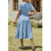 imagePRETTYGARDEN Floral Dress for Women 2026 Summer Casual Short Sleeve Maxi Dresses V Neck Tiered Flowy Boho Beach SundressBlue