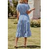 imagePRETTYGARDEN Floral Dress for Women 2026 Summer Casual Short Sleeve Maxi Dresses V Neck Tiered Flowy Boho Beach SundressBlue White Floral