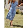 imagePRETTYGARDEN Floral Dress for Women 2026 Summer Casual Short Sleeve Maxi Dresses V Neck Tiered Flowy Boho Beach SundressBlue White Floral