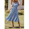 imagePRETTYGARDEN Floral Dress for Women 2026 Summer Casual Short Sleeve Maxi Dresses V Neck Tiered Flowy Boho Beach SundressBlue White Floral