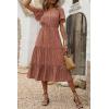imagePRETTYGARDEN Floral Dress for Women 2026 Summer Casual Short Sleeve Maxi Dresses V Neck Tiered Flowy Boho Beach SundressBrick Red