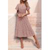 imagePRETTYGARDEN Floral Dress for Women 2026 Summer Casual Short Sleeve Maxi Dresses V Neck Tiered Flowy Boho Beach SundressBrick Red Floral
