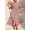 imagePRETTYGARDEN Floral Dress for Women 2026 Summer Casual Short Sleeve Maxi Dresses V Neck Tiered Flowy Boho Beach SundressBrick Red Floral