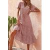 imagePRETTYGARDEN Floral Dress for Women 2026 Summer Casual Short Sleeve Maxi Dresses V Neck Tiered Flowy Boho Beach SundressBrick Red Floral