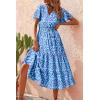 imagePRETTYGARDEN Floral Dress for Women 2026 Summer Casual Short Sleeve Maxi Dresses V Neck Tiered Flowy Boho Beach SundressLight Blue Purple Floral