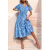 imagePRETTYGARDEN Floral Dress for Women 2026 Summer Casual Short Sleeve Maxi Dresses V Neck Tiered Flowy Boho Beach SundressLight Blue Purple Floral