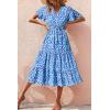 imagePRETTYGARDEN Floral Dress for Women 2026 Summer Casual Short Sleeve Maxi Dresses V Neck Tiered Flowy Boho Beach SundressLight Blue Purple Floral