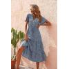 imagePRETTYGARDEN Floral Dress for Women 2026 Summer Casual Short Sleeve Maxi Dresses V Neck Tiered Flowy Boho Beach SundressNavy Floral