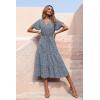 imagePRETTYGARDEN Floral Dress for Women 2026 Summer Casual Short Sleeve Maxi Dresses V Neck Tiered Flowy Boho Beach SundressNavy Floral