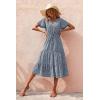 imagePRETTYGARDEN Floral Dress for Women 2026 Summer Casual Short Sleeve Maxi Dresses V Neck Tiered Flowy Boho Beach SundressNavy Floral