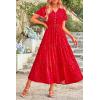 imagePRETTYGARDEN Floral Dress for Women 2026 Summer Casual Short Sleeve Maxi Dresses V Neck Tiered Flowy Boho Beach SundressPrint Red