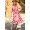 imagePRETTYGARDEN Floral Dress for Women 2026 Summer Casual Short Sleeve Maxi Dresses V Neck Tiered Flowy Boho Beach SundressRed Floral
